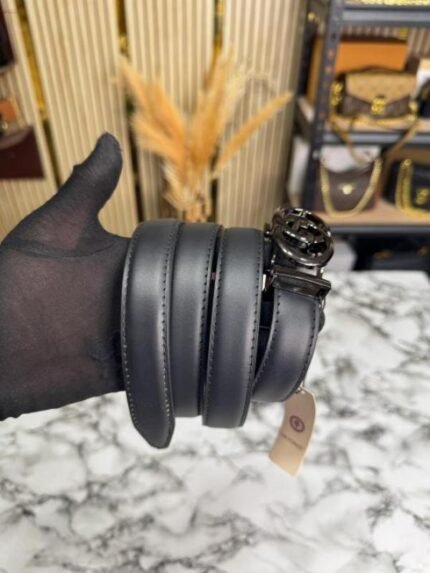 Gucci Black Leather Belt With Black GG Buckle Includes Box - Best Price Online - Bootery - Image 2