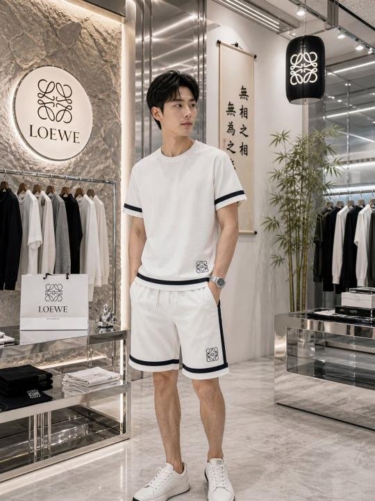 Loewe Logo Imported White Super Premium Cord Set With Brand Carry Bag F3778-WH | Premium Clothing