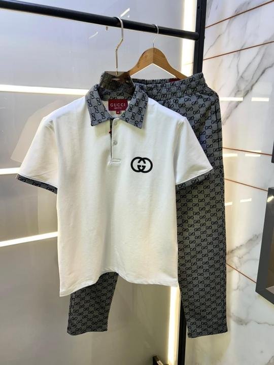 Gucci Imported Monogram Print Super Premium White Track Suit With Brand Carry Bag F3569-W1 | Premium Clothing