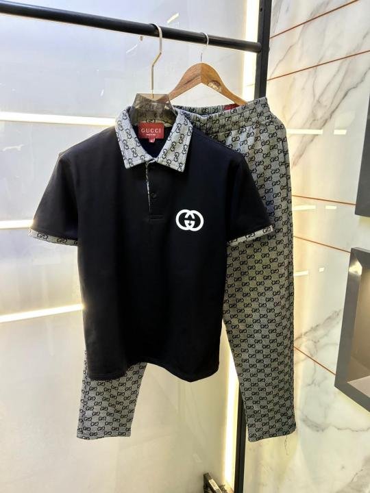 Gucci Imported Monogram Print Super Premium Black Track Suit With Brand Carry Bag F3569-BL | Premium Clothing
