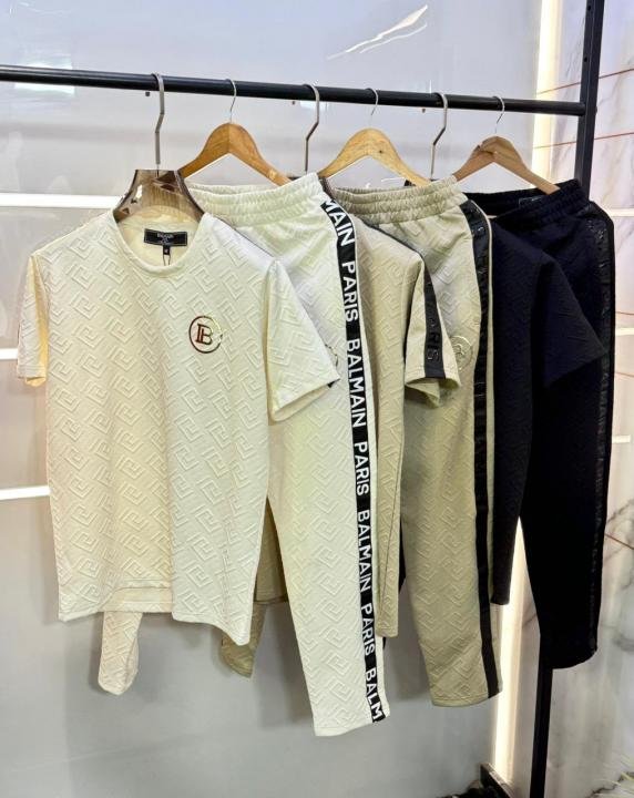 Balmain Paris Beige Imported Embossed Print Premium Track Suit Brand Carry Bag Packing F3647-BE | Premium Clothing - Image 2