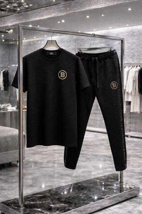 Balmain Paris Black Imported Embossed Print Premium Track Suit Brand Carry Bag Packing F3647-BL | Premium Clothing - Image 9