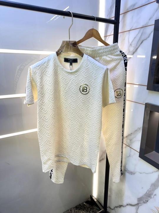 Balmain Paris White Imported Embossed Print Premium Track Suit Brand Carry Bag Packing F3647-WH | Premium Clothing