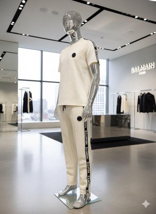 Balmain Paris Black Imported Embossed Print Premium Track Suit Brand Carry Bag Packing F3299-BL | Premium Clothing - Image 3