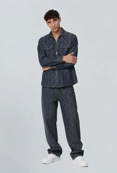 Amiri Imported Monogram Print Green Super Premium Denim Track Suit F3333-BL | Premium Clothing