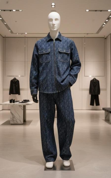 Amiri Imported Monogram Print Green Super Premium Denim Track Suit F3333-BL | Premium Clothing - Image 9