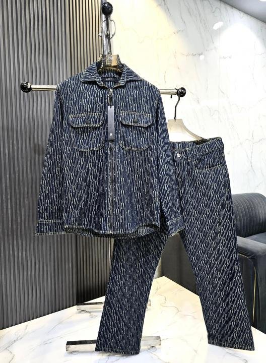 Amiri Imported Monogram Print Green Super Premium Denim Track Suit F3333-BL | Premium Clothing - Image 8