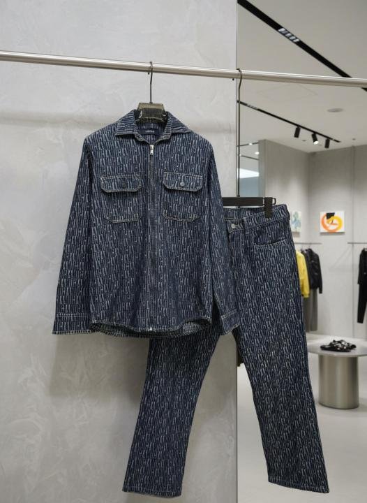 Amiri Imported Monogram Print Green Super Premium Denim Track Suit F3333-BL | Premium Clothing - Image 7
