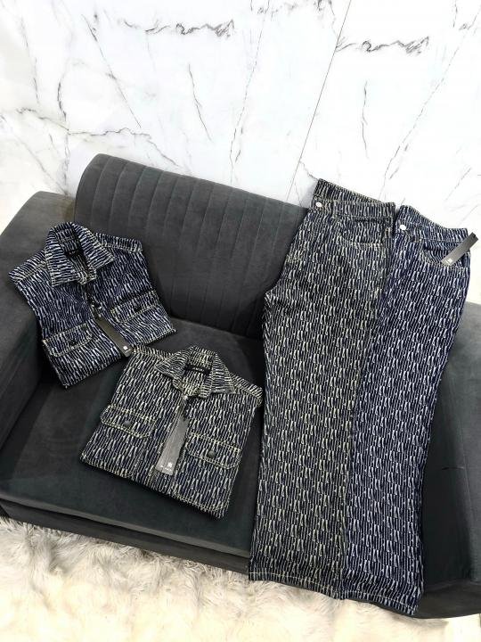 Amiri Imported Monogram Print Green Super Premium Denim Track Suit F3333-BL | Premium Clothing - Image 2