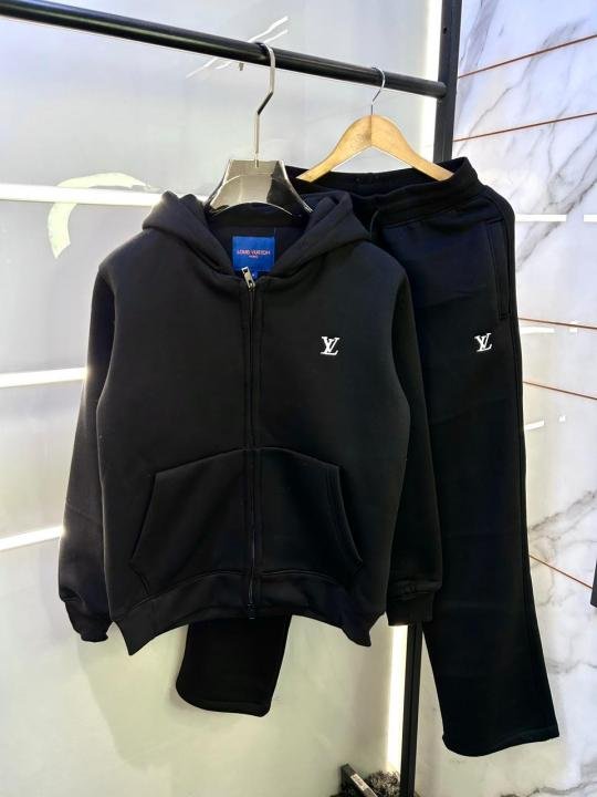 Louis Vuitton Imported Black Super Premium Track Suit With Brand Carry Bag F3321-BL | Premium Clothing