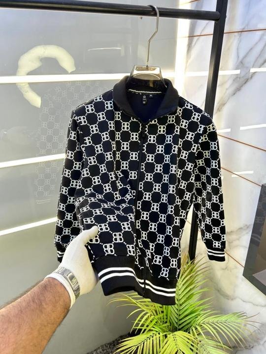 Balenciaga Black Monogram Allover Print Super Premium Track Suit F3286-BL | Premium Clothing - Image 4
