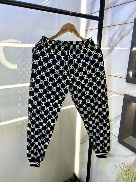 Balenciaga Black Monogram Allover Print Super Premium Track Suit F3286-BL | Premium Clothing - Image 3
