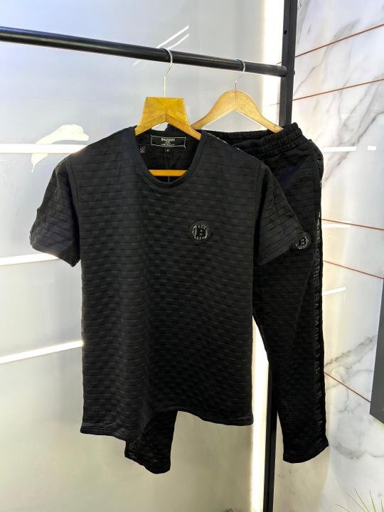 Balmain Paris Black Imported Embossed Print Premium Track Suit Brand Carry Bag Packing F2634-BL | Premium Clothing