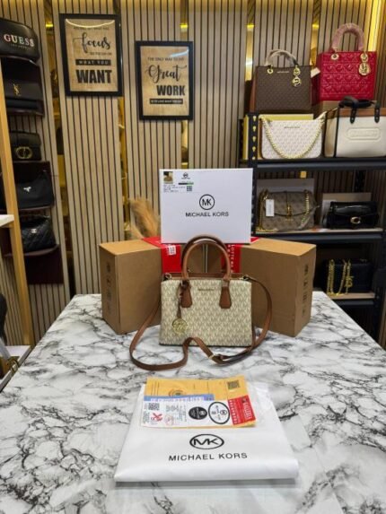 Michael Kors Camille Satchel Hand Bag In Signature Logo-print Canvas With Double Og Box And Dust Bag - Best Price Online - Bootery