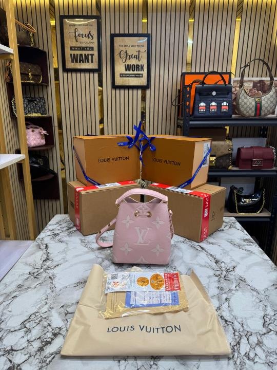 Louis Vuitton NeoNoe BB Giant Monogram Leather Bucket Bag (Pink) (M24248) | Premium Accessories