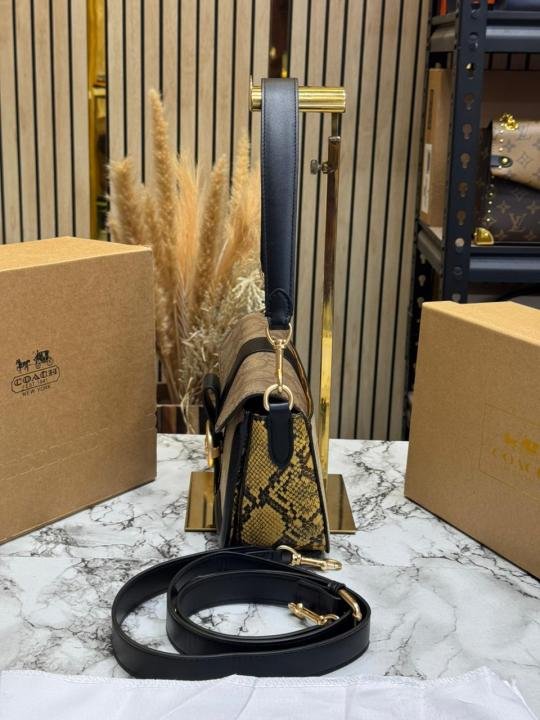 Coach Giorgie Shoulder Bag With Double Box And Dust Bag (Apricot-Black) | Premium Accessories - Image 4