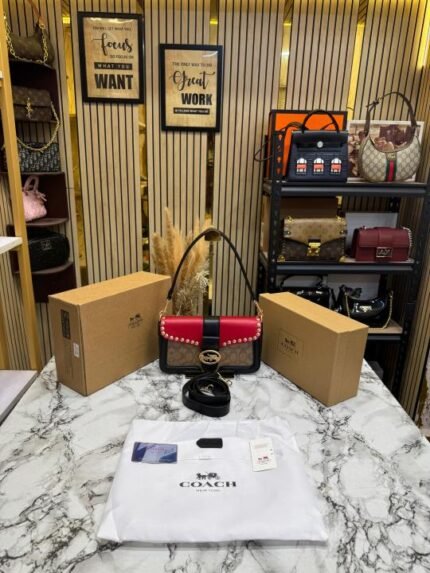 Coach Giorgie Shoulder Bag With Double Box And Dust Bag (red-apricot Price in India - Buy at Bootery