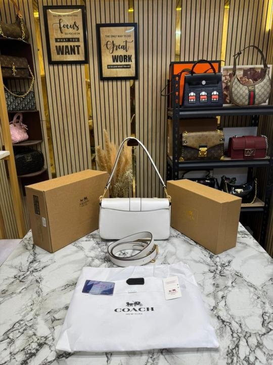 Coach Giorgie Shoulder Bag With Double Box And Dust Bag (Flower-White) | Premium Accessories - Image 8