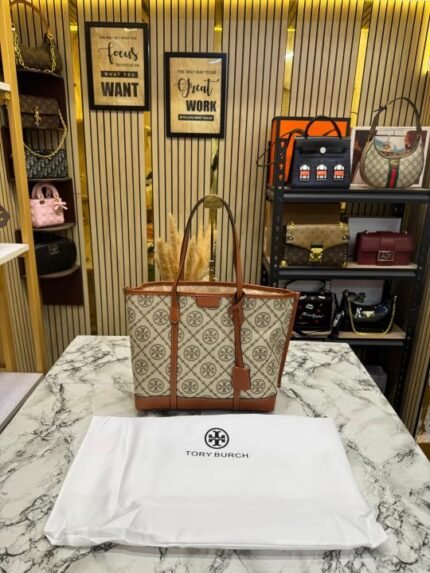 buy buy tory burch t monogram canvas tote bag online in india - style 3 - bootery online - Bootery - Men's Shoes, Watches, Clothing & Accessories