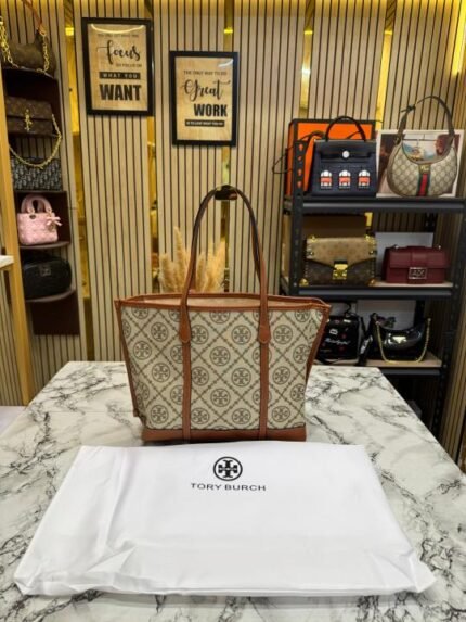 buy buy tory burch t monogram canvas tote bag online in india - style 3 - bootery online - Bootery - Men's Shoes, Watches, Clothing & Accessories