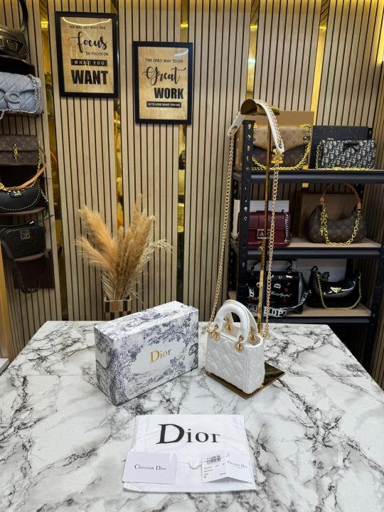Christian Dior Lady Mini Quilted Cannage With Box And Dust Bag (White - 2811) | Premium Accessories - Image 4