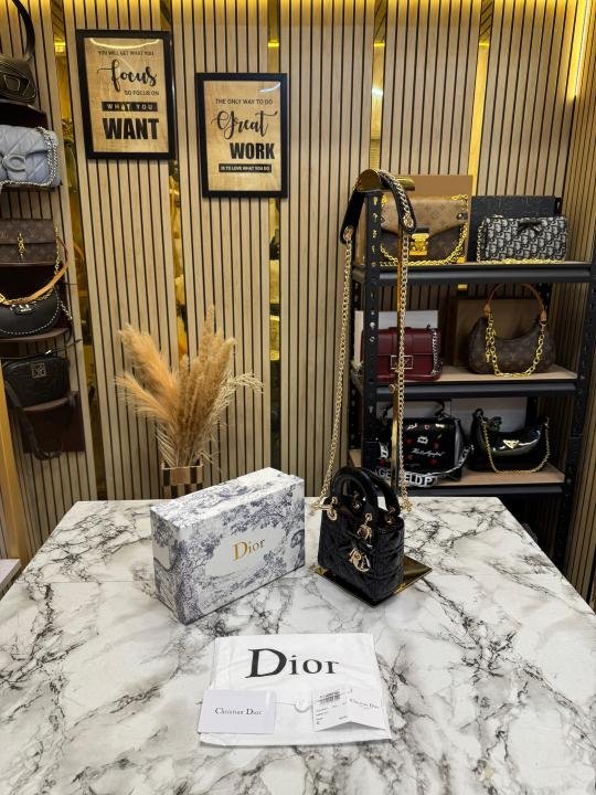 Christian Dior Lady Mini Quilted Cannage With Box And Dust Bag (Black - 2811) | Premium Accessories