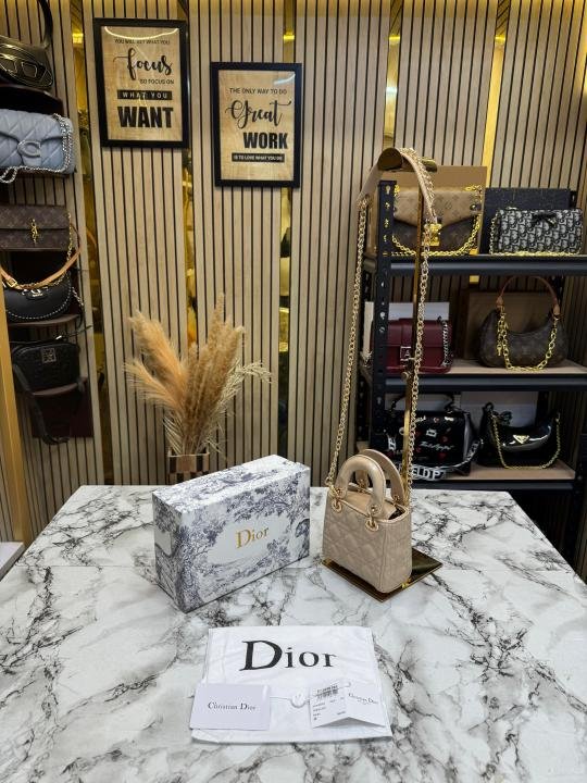 Christian Dior Lady Mini Quilted Cannage With Box And Dust Bag (Apricot - 2811) | Premium Accessories - Image 4