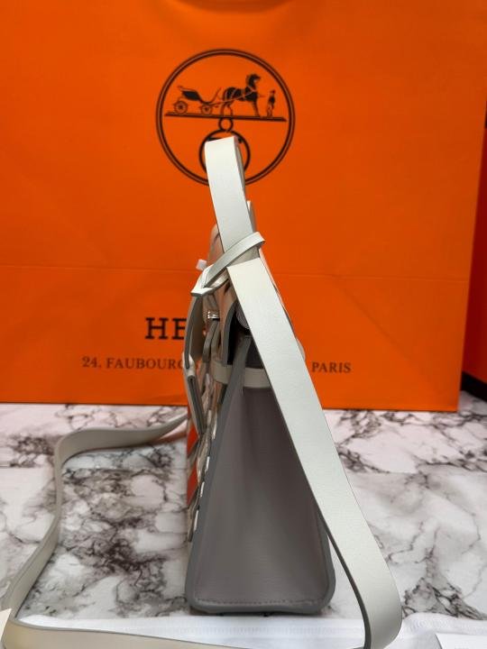 Hermes Herbag Limited Edition Faubourg Boutique Hand Bag With Magnetic Box (3038) (Grey) | Premium Accessories - Image 3