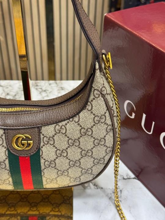 Gucci GG Ophidia Supreme Canvas Half Moon Shoulder Satchel Bag - Image 8