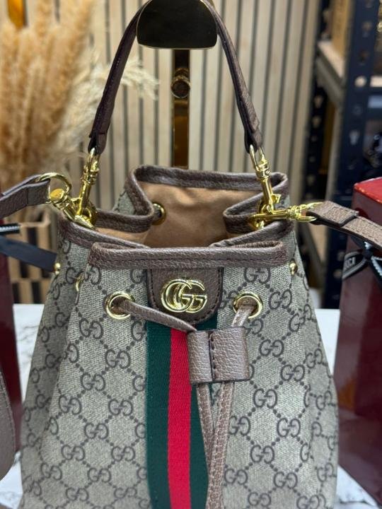 Gucci Ophidia GG Embossed Bucket Bag With Box (Brown -2319) | Premium Accessories - Image 6