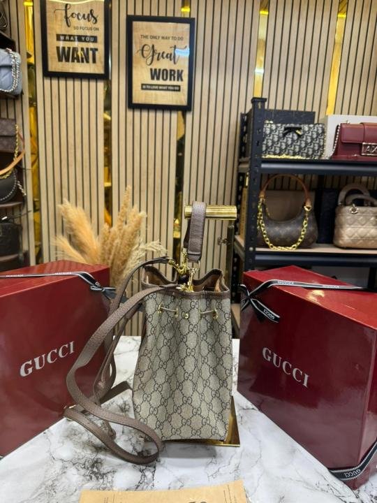 Gucci Ophidia GG Embossed Bucket Bag With Box (Brown -2319) | Premium Accessories - Image 5