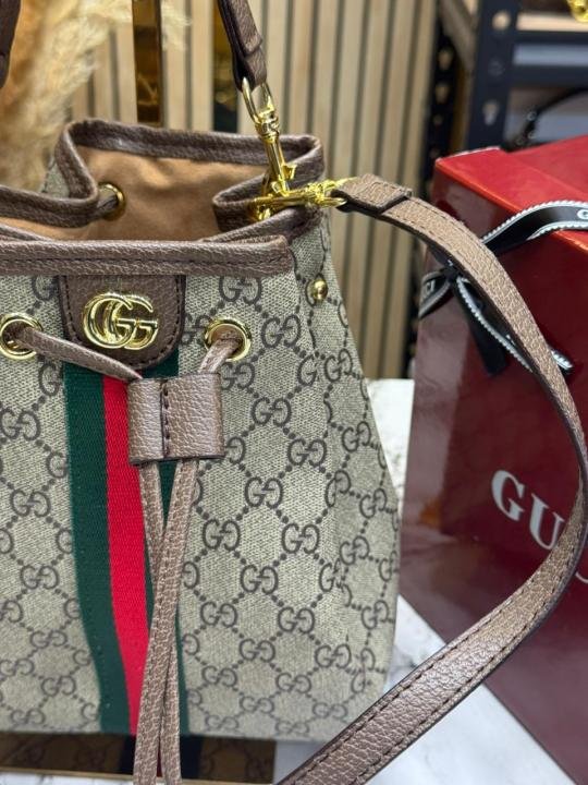 Gucci Ophidia GG Embossed Bucket Bag With Box (Brown -2319) | Premium Accessories - Image 4