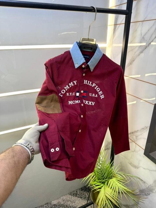 Buy Tommy Hilfiger Red Embroidery Print Premium Oxford Lycra Shirts F3194-re Online in India - Bootery - Image 3