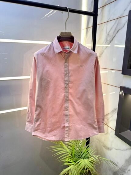 Lacoste Pink Embroidery Logo Oxford Lycra Premium Shirts F3037-pi - Best Price Online - Bootery