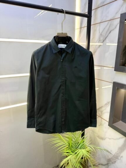 Lacoste Olive Embroidery Logo Oxford Lycra Premium Shirts F3037-ol Price in India - Buy at Bootery