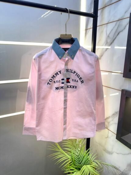 Tommy Hilfiger Pink Embroidery Print Premium Oxford Lycra Shirts F3194-pi Price in India - Buy at Bootery