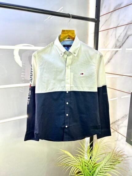 Buy Tommy Hilfiger White-navy Oxford Lycra Premium Printed Shirts F2734-wn Online in India - Style 1 - Bootery