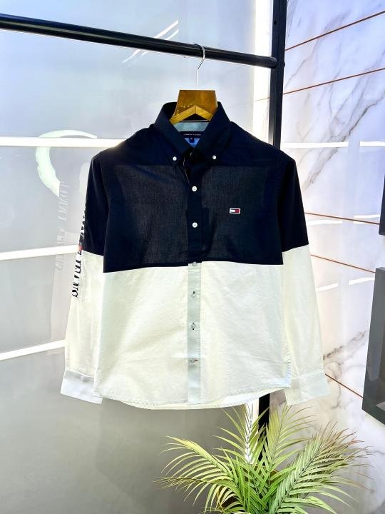 Tommy Hilfiger Black Oxford Lycra Premium Printed Shirts F2734-bl - Best Price Online - Style 1 - Bootery