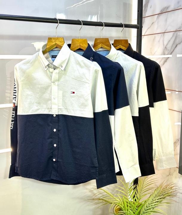 Tommy Hilfiger Black Oxford Lycra Premium Printed Shirts F2734-bl - Best Price Online - Style 1 - Bootery - Image 2