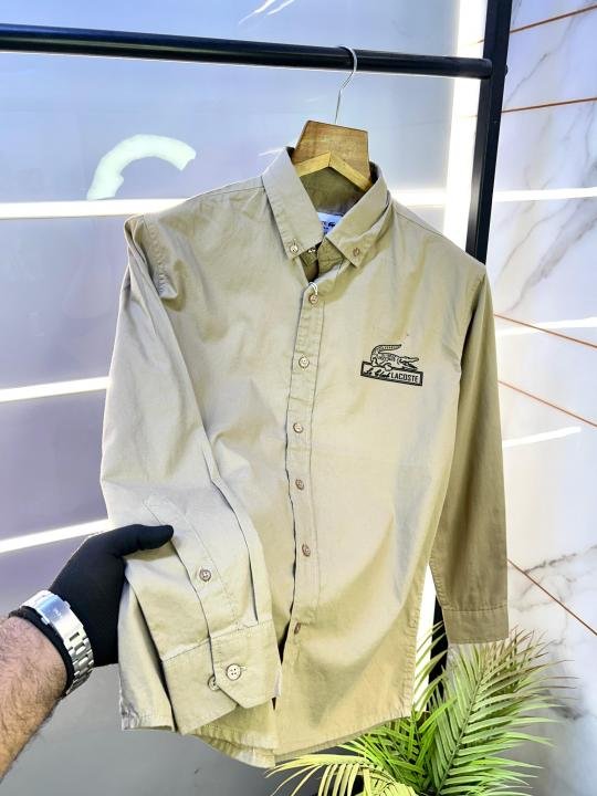 Buy Lacoste Logo Khaki Oxford Lycra Premium Shirts F2750-kh Online in India - Bootery - Image 3