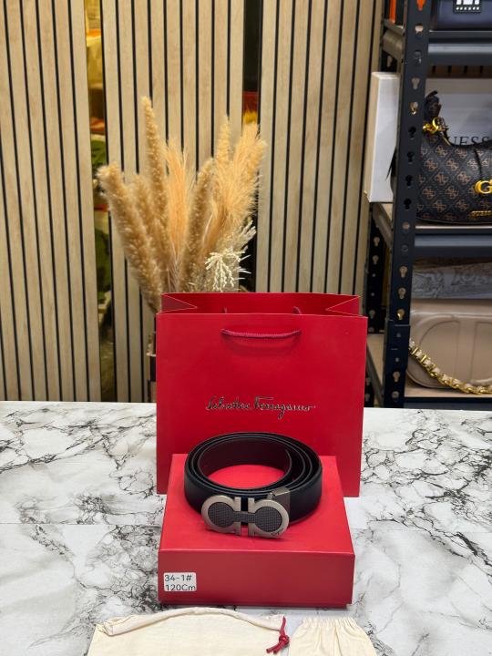 Salvatore Ferragamo Double Gancini Matte Buckle Formal Belt (34-3) | Premium Accessories