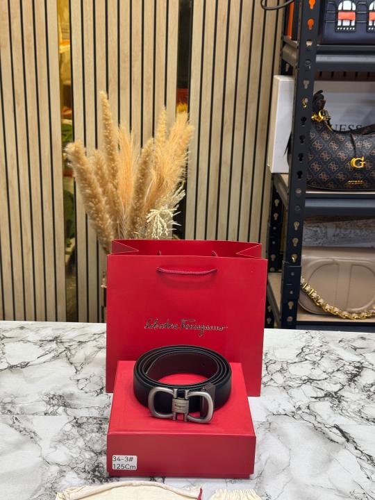 Salvatore Ferragamo Double Gancini Matte Buckle Formal Belt (34-3) | Premium Accessories