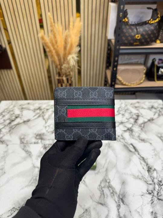 Gucci Signature GG Canvas Web Stripe Leather Trim Wallet (Black) (C4130) | Premium Accessories - Image 5