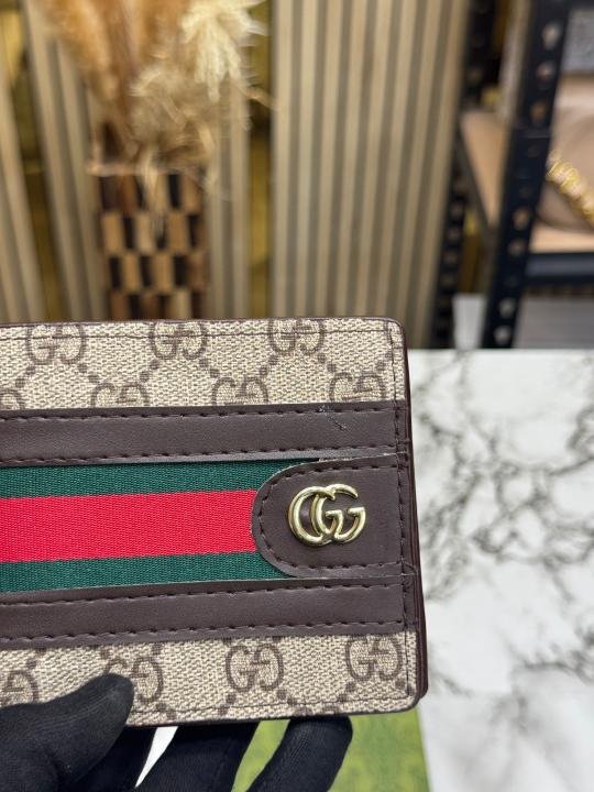 Gucci Signature GG Canvas Web Stripe Leather Trim Wallet (Brown) (C4128) | Premium Accessories - Image 3
