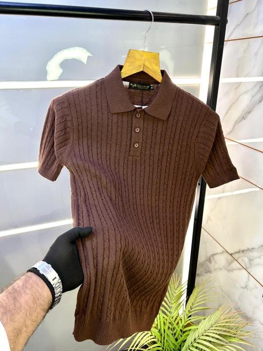 Buy Zara Knitted Brown Imported Super Premium Collar T-shirt F2829-br Online in India - Bootery - Image 3