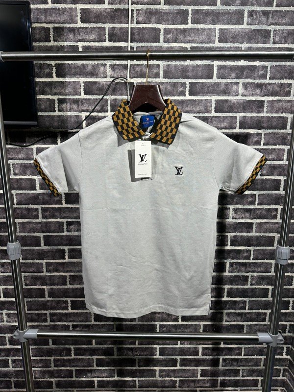 Louis Vuitton Printed Polo Tshirt Grey - (123)