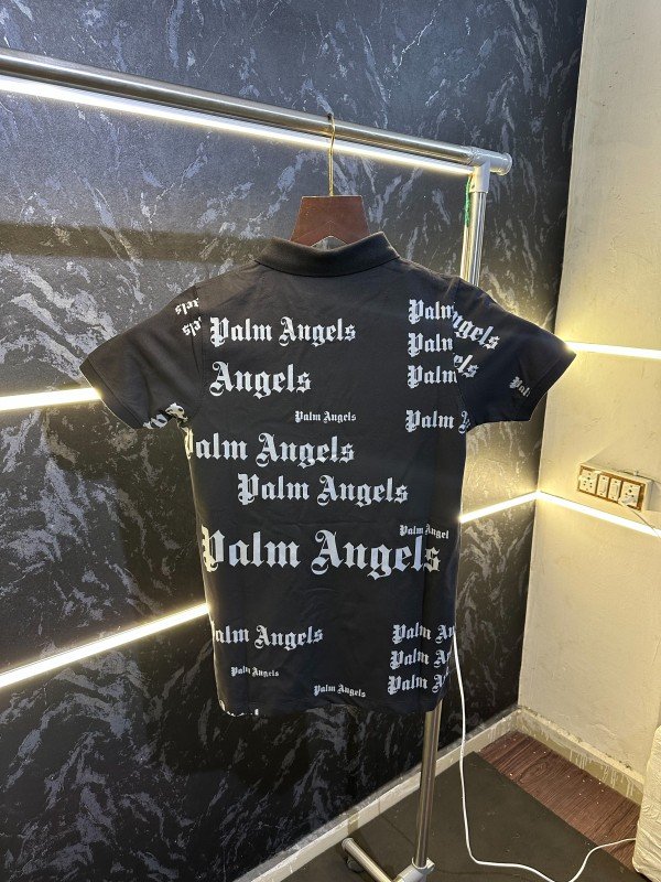 Palm Angels All over Print Polo Tshirt Black - Image 2