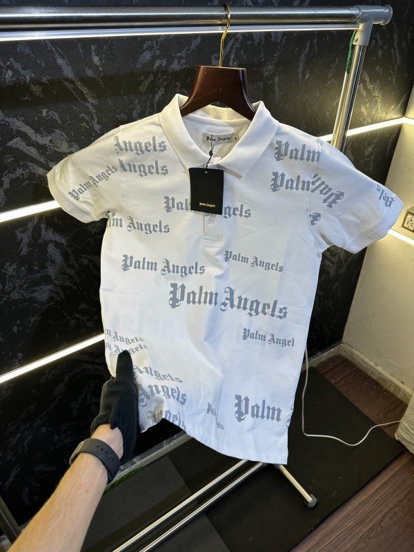 Palm Angels All Over Print Polo Tshirt White - Image 3