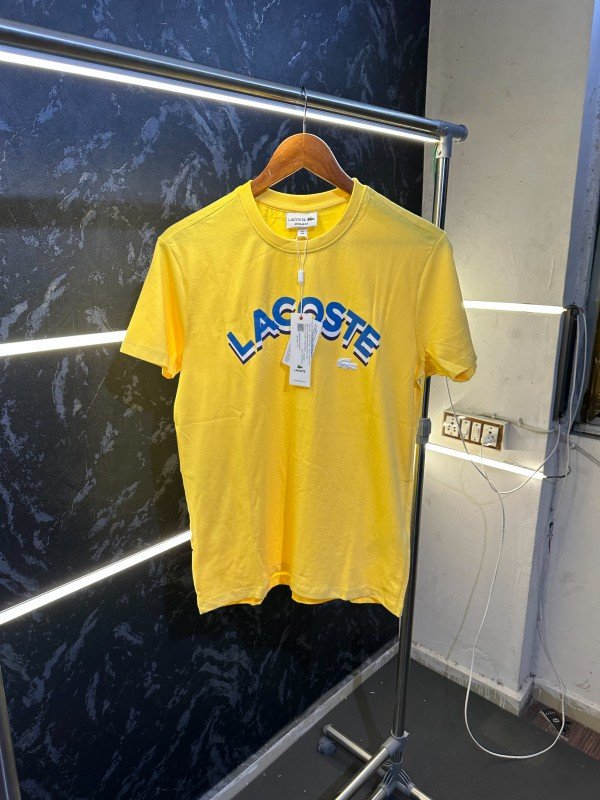 Lacoste Lacostte Premium Round Neck Tshirt Yellow Store article - Image 2