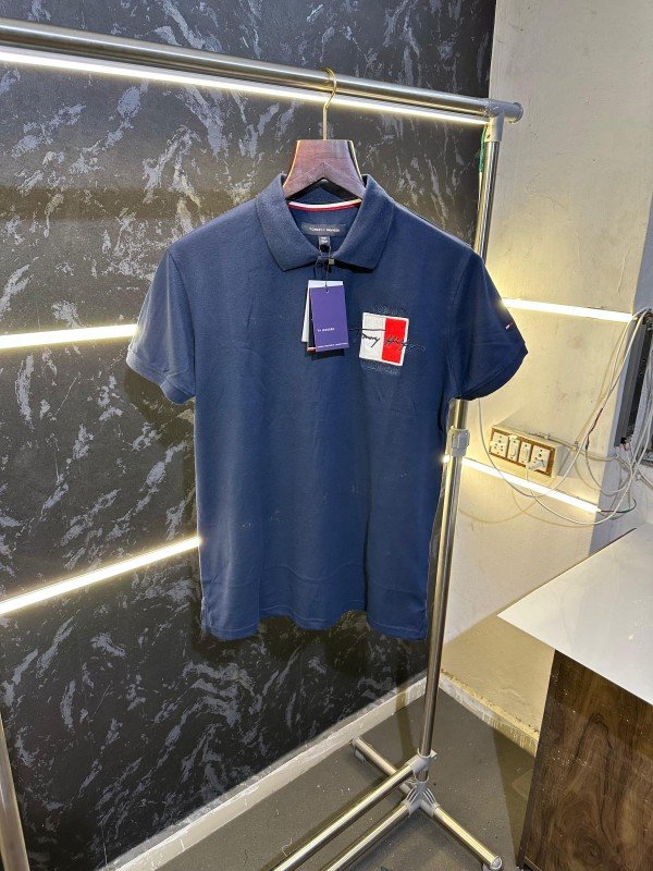 656739a7cccf90.jpg Tommy Hilfiger Premium Polo Tshirt Navy - Image 1